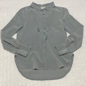 Wrap London Soft Gray Silk Button-Down Shirt